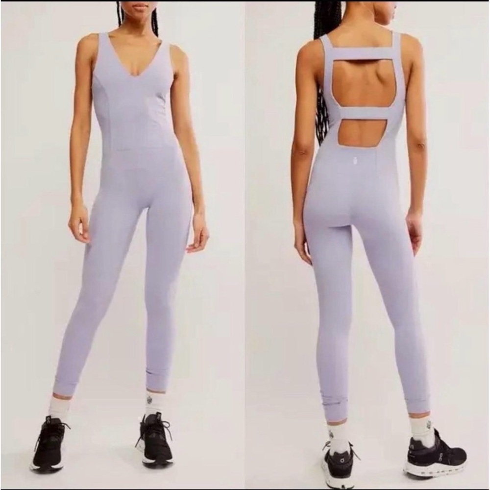 NWT Free People FP Movement One Piece Jumpsuit Platinum Lilac $98 Size XL